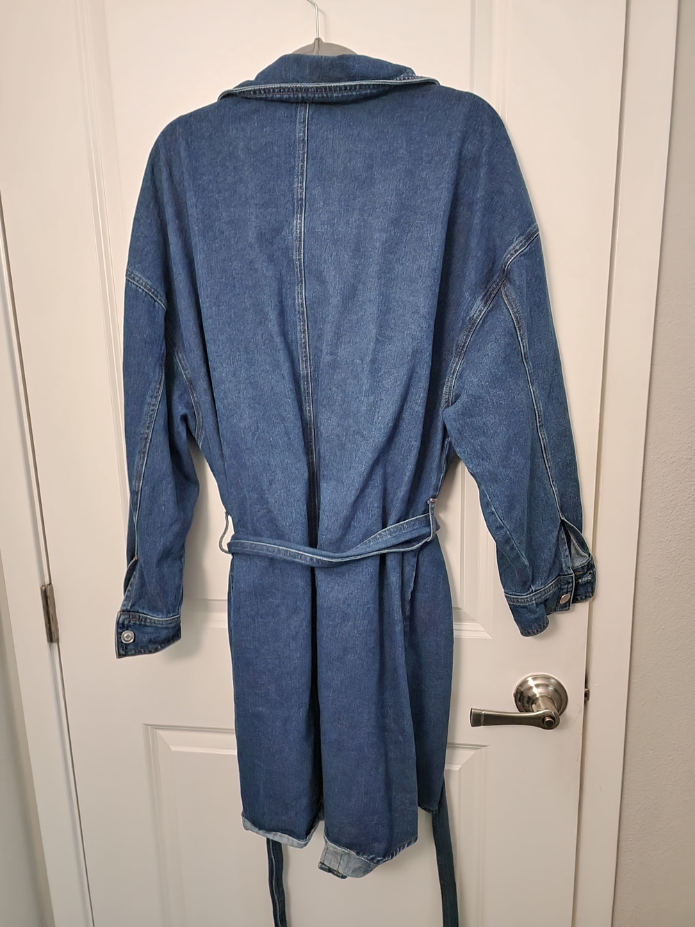 Eloquii Blue Long Denim Jacket with Front Pockets- Shacket - Picture 6 of 6